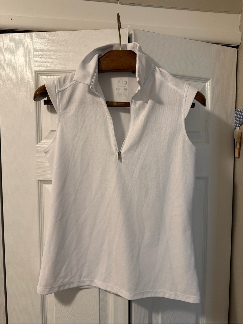 Women's White Sleeveless Half-Zip Tank Top